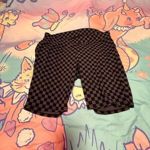🖤 BLACK & GREY CHECKERBOARD BIKER SHORTS 🖤